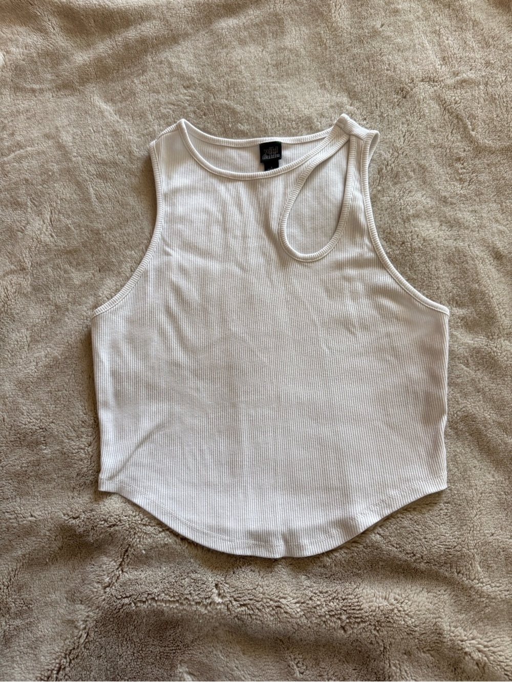 Wild fable White Ribbed Asymmetric cutout Tank Top S